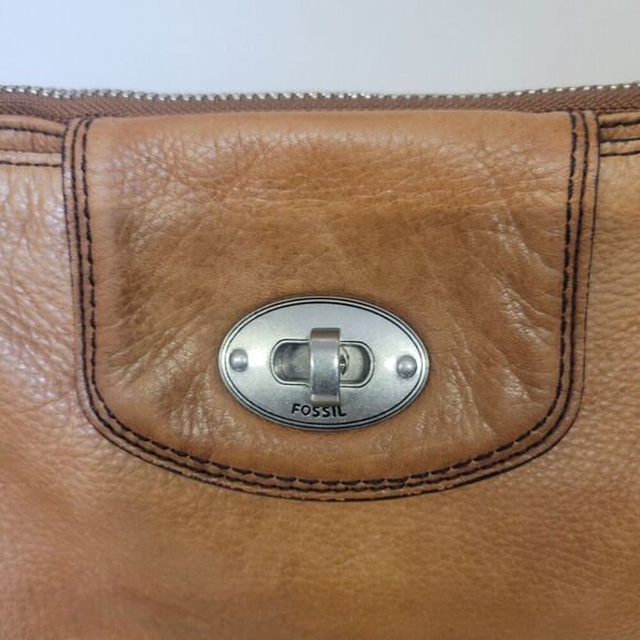 Vintage Fossil Marlow Brown Leather Crossbody Messenger Bag 9x12x2 - Picture 5 of 14